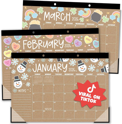 Large Teacher Desk Calendar 2026-2027 - Desktop Calendar 2026, 18-Month Desk Calendars for Home, Office & Classroom