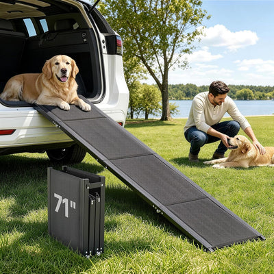 Dog Ramp for Cars, 71" L x 17" W, Folding Pet Ramps for Medium & Large Dogs up to 250lbs, Pet Stair Ramp with