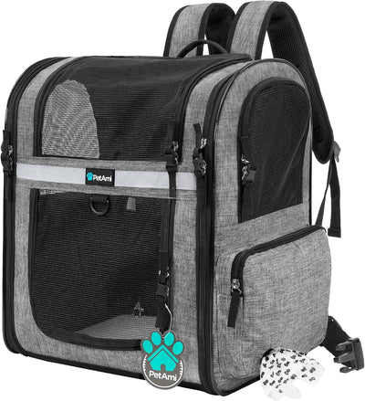 Dog Backpack Carrier for Cats, 4-Way Entry Ventilated, 18 lbs, Gray
