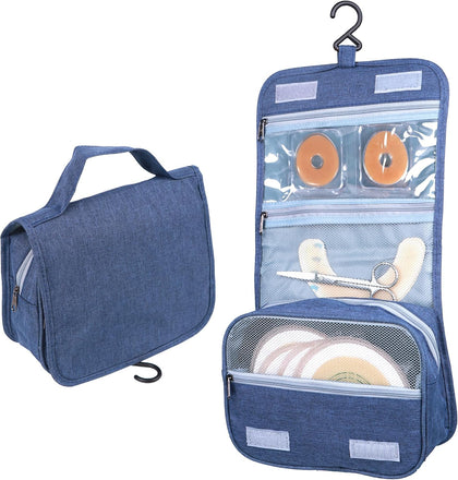 Ostomy Colostomy Travel Bag,Hanging Organizer Bag Accessory Storage Bags Pouch for Ostomy Supplies (Grey) (Navy Blue)