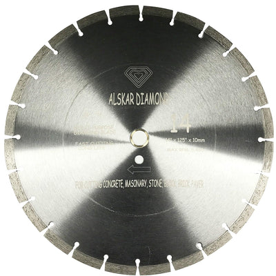 14 inch ALSKAR DIAMOND Dry or Wet Cutting General Purpose Power Saw Segmented Diamond Blades for Concrete Stone Brick