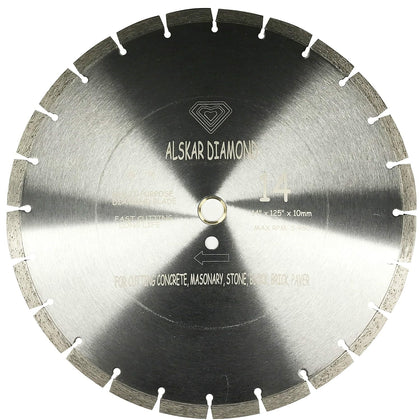 14 inch ALSKAR DIAMOND Dry or Wet Cutting General Purpose Power Saw Segmented Diamond Blades for Concrete Stone Brick