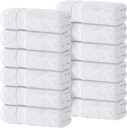 Luxury Cotton Washcloths 13x13 Inch - 650 GSM Turkish Cotton | Hotel, Spa, Bathroom Face Towel | 12 Pack