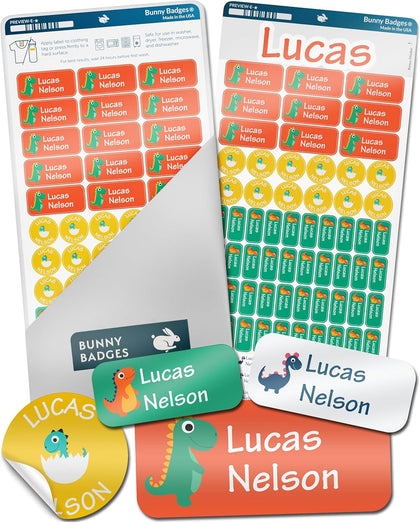 Personalized Daycare Name Labels for Kids (130 Labels) - Custom Waterproof Name Stickers for Clothing Tags, Water