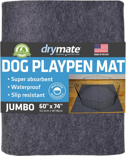 Jumbo Dog Playpen Mat (60x74), Super Absorbent, Waterproof, Slip-Resistant, Machine Washable, Reusable Puppy Pad for
