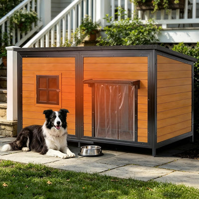 59" Insulated Extra Large Dog House, Brown