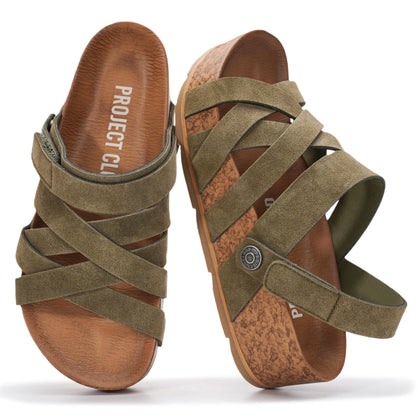100% Genuine Leather Platform Sandals for Women Wedge Sandals