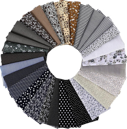 28 Pcs 20 x 20 Inch Cotton Fabric Squares for Quilting Craft, Fat Quarters Fabric, Floral Printed Cloth, Multicolor