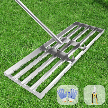 Lawn Leveling Rake 35x10 inch, (Professional-Grade) Lawn Leveler Tool with Stainless Steel Handle Rakes for Lawns