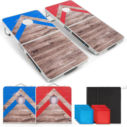 Cornhole Board Set with Score Sheet, 4×2/3×2 FT Regulation Size Corn Hole Games for Adults with Lightweight Aluminum