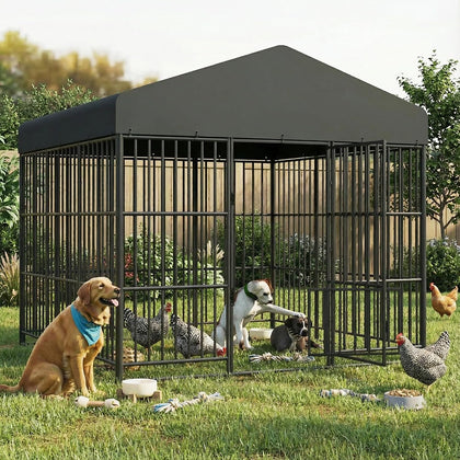 Large Dog Kennel Outdoor 73''x72''x71'' with Double Safety Locks