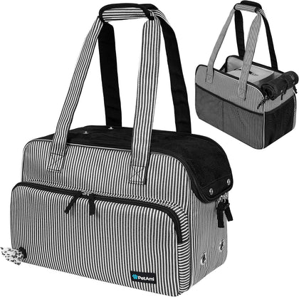 Small Dog Purse Carrier, Airline Approved Soft Sided Tote, Stripe