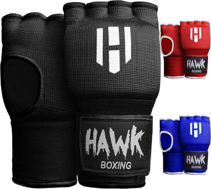 Hawk Padded Inner Gloves Training Gel Elastic Hand Wraps for Boxing Gloves Quick Wraps Men & Women Kickboxing Muay