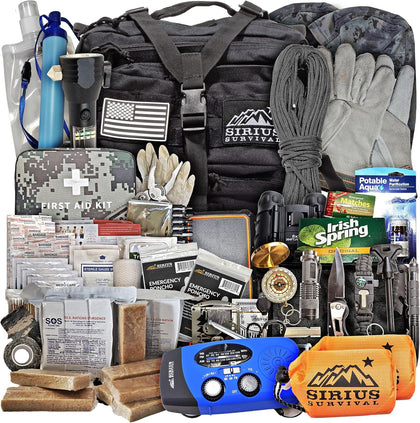 Sirius: Pre-Packed Bug Out Bag - 72 Hour Kit for 2 People - Bugout Backpack Survival Kit - Premium 50L Go Bag