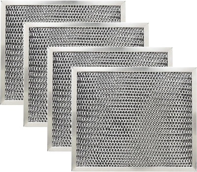 KITCHEN BASICS 101: 4 Pack 97007696 Range Hood Grease Mesh Charcoal Carbon Combo Filter Replacement for Broan Nutone 6105C, 41F, 97005687 - Size 8.75 x 10.5 x .44 Inches