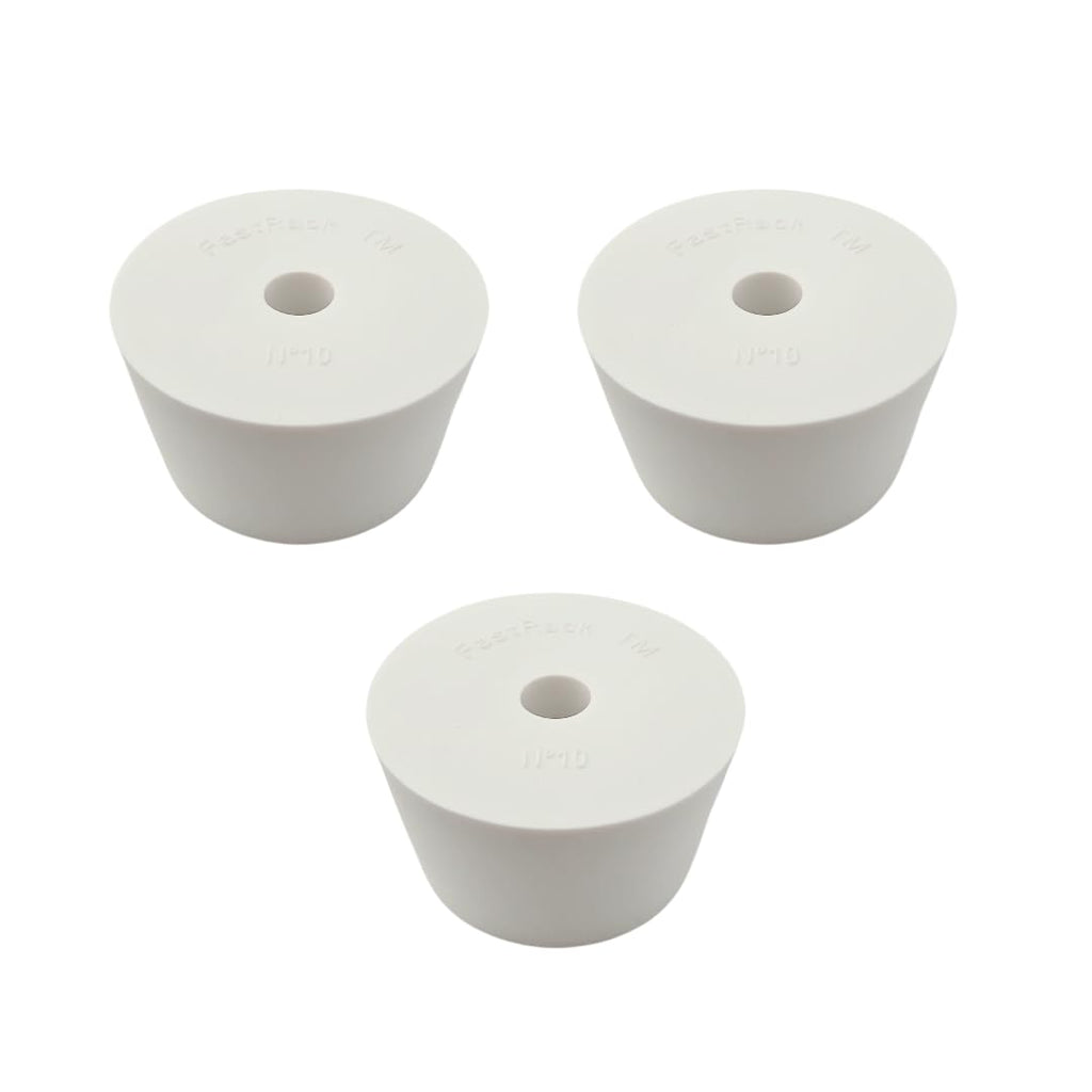 Drilled Rubber Stopper (#10-3 Pieces) | Solid Rubber Stopper Bungs for use with Fermentation Airlock | Durable Carboy