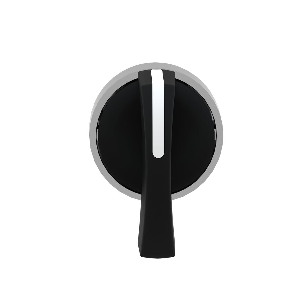 Schneider Electric ZB4BJ3 Harmony XB4 Selector Switch Head, Chromium Plated Metal Bezel, Fits 22mm Diameter Cutouts, Long Handle, 3 Positions, Stay Put Operation, Black