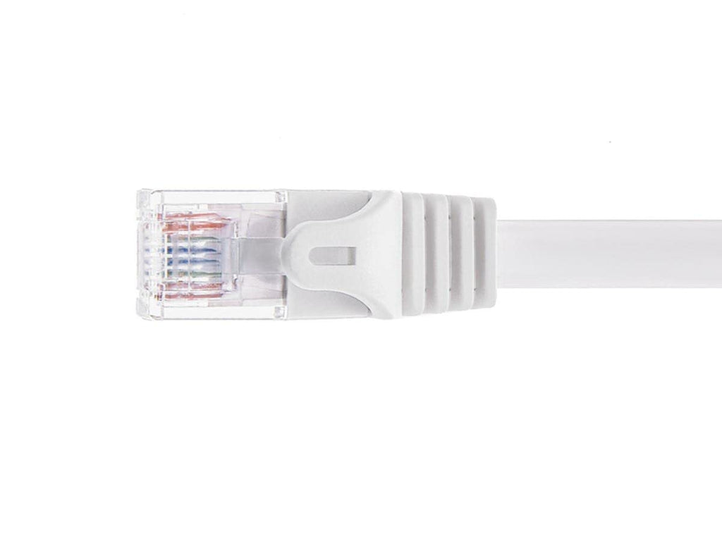 Cat6 Ethernet Patch Cable - RJ45, Stranded, 550Mhz, UTP, Pure Bare Copper Wire, 24AWG, 50 Feet, White - Flexboot Series