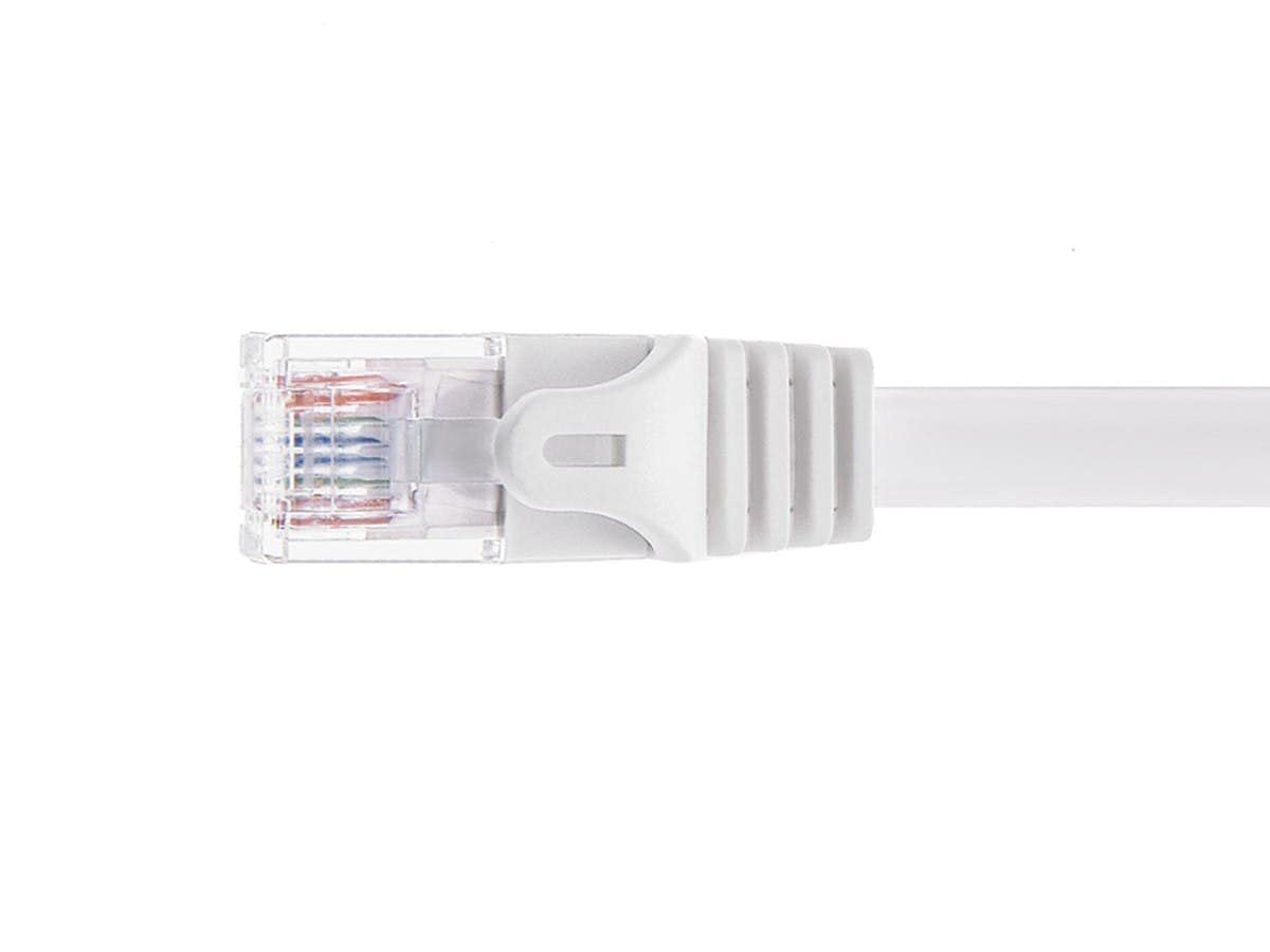 Cat6 Ethernet Patch Cable - RJ45, Stranded, 550Mhz, UTP, Pure Bare Copper Wire, 24AWG, 50 Feet, White - Flexboot Series