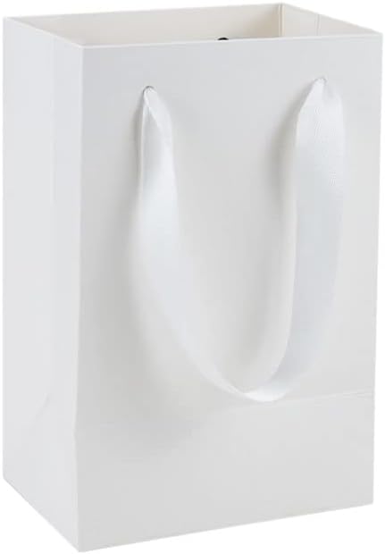 White Gift Bags with Handles, 30 Pack, 5.25x3.75x8 IN