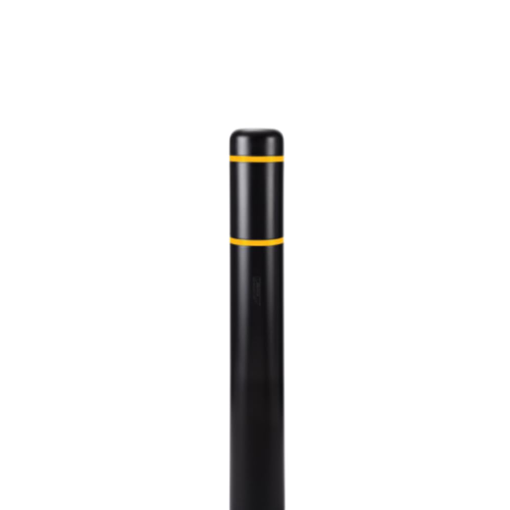 BollardGard 7" x 60" Bollard Cover Black - Innoplast (Black Yellow Tape)