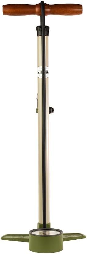 Terra Bike Floor Pump with Steel Construction, Wood Handle, 120psi
