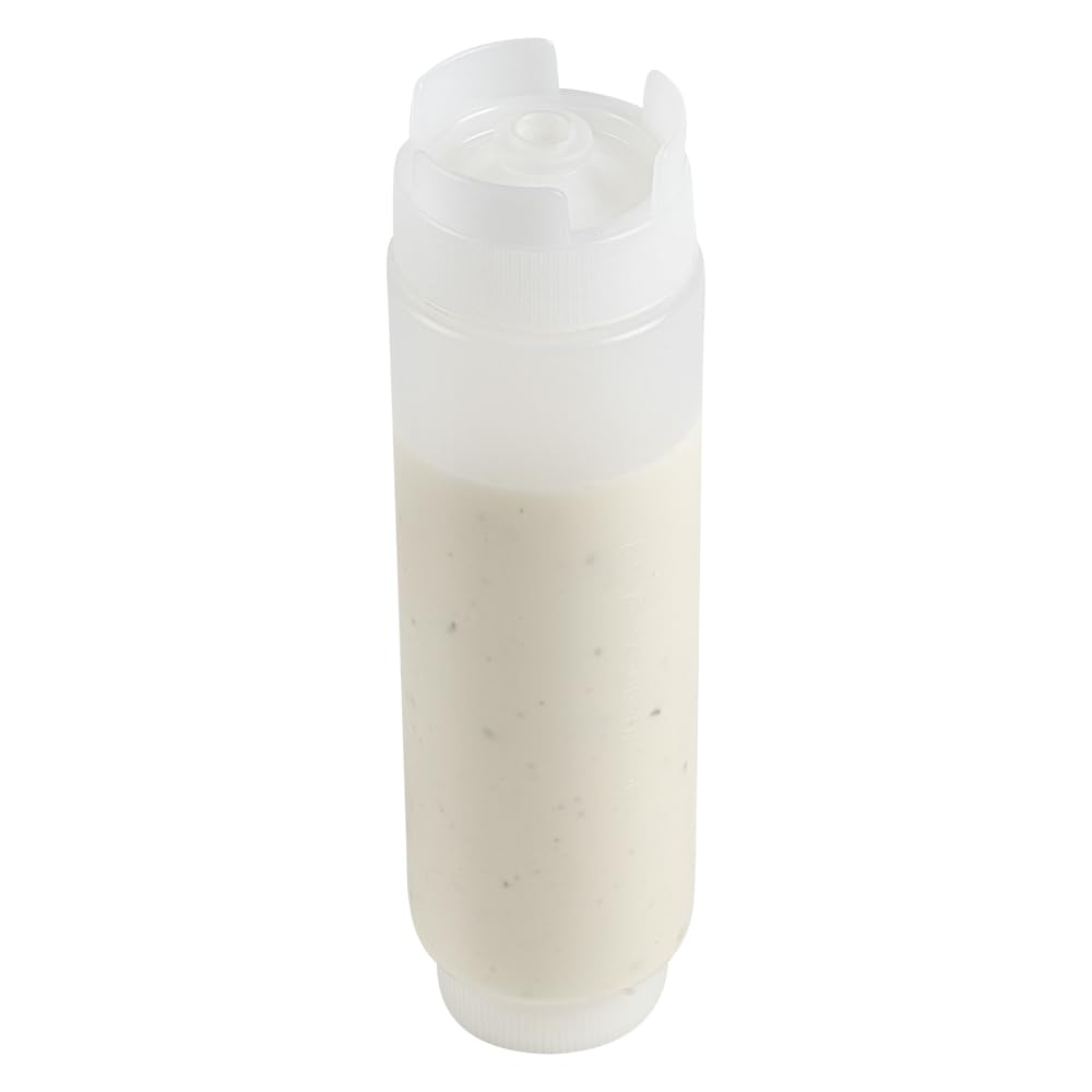 First In First Out 16 Ounce Condiment Squeeze Bottle 6 Refillable Lid FIFO Squeeze Bottle - Precision Dispensing Tip