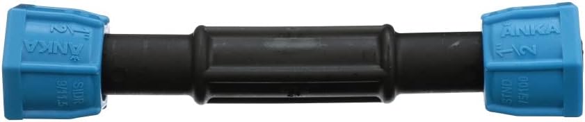 ASC12 ANKA Series High Pressure Poly-Pipe Straight Coupling, 1/2" x 1/2" Black Fitting w/ Blue Tapered Nut Seals