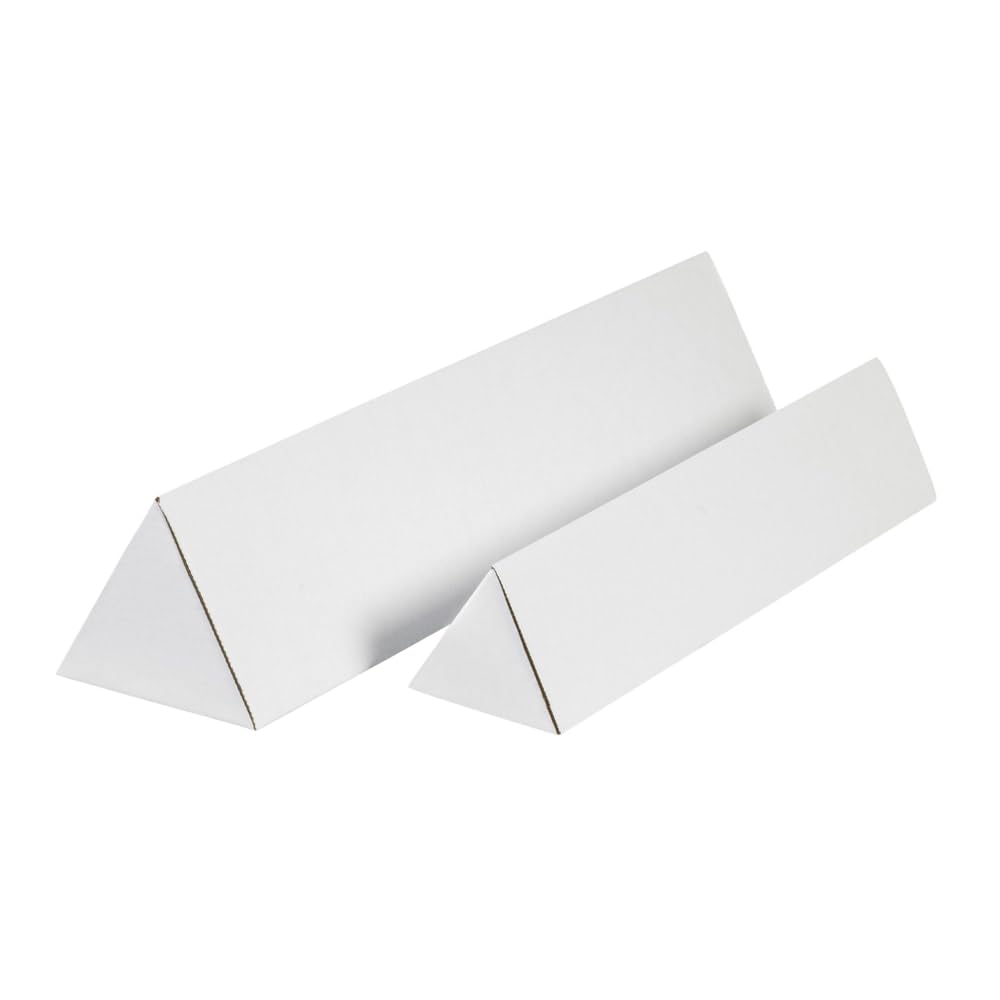 Triangle Corrugated Cardboard Mailing Tubes, 2" x 18 1/4", White, Pack of 50, for Protecting, Shipping, and Storing