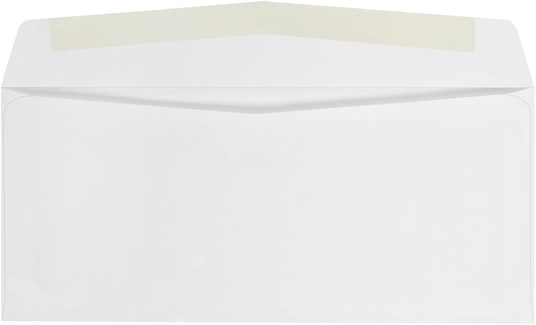 #10 Envelopes, Letter Size White Mailing Envelopes, 4-1/8x9-1/2 Inch, No Window Business Envelopes, Gummed Closure