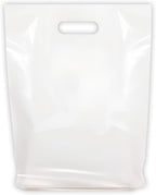 Large Plastic Merchandise Bags, Die Cut Handle Retail Shopping Bags, Glossy Poly Bags for Clothing, Shoe Boxes