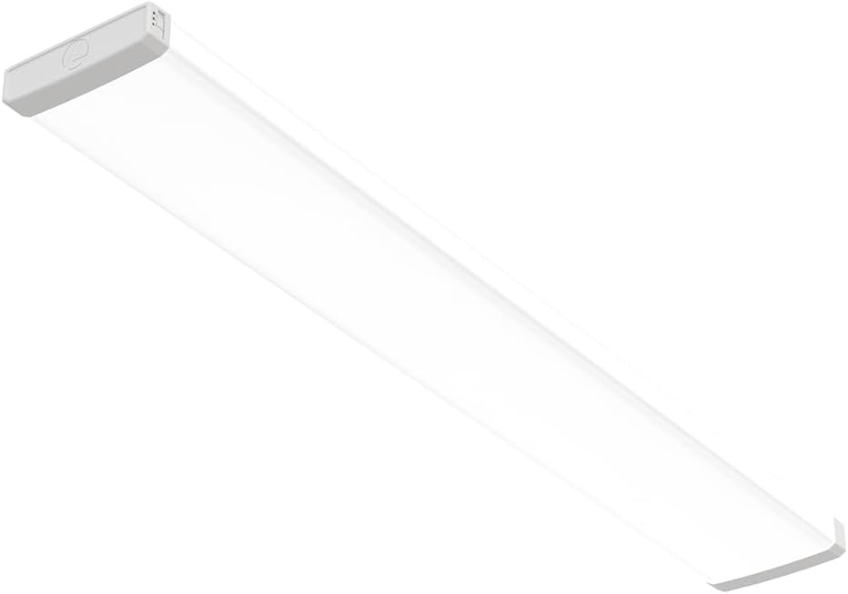 Lithonia Lighting TruWrap 4 Foot LED Ceiling Light Fixture, Low-Profile Wraparound LED Shop Light, Adjustable Lumens, Selectable Warm White/Cool White/Daylight Color, Flat Diffuser, Narrow Width