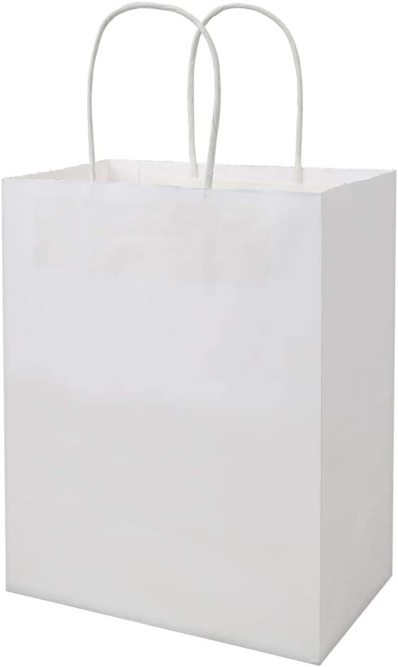 Brown & Color Each 100 8x4.75x10 inch Plain Medium Paper Bags with Handles Bulk