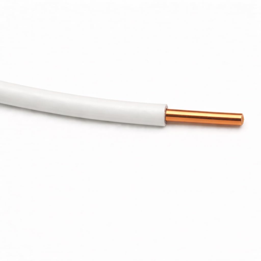 100 FT 14 AWG Solid Copper THHN Wire – White Building Wire, 600V Electrical Cable