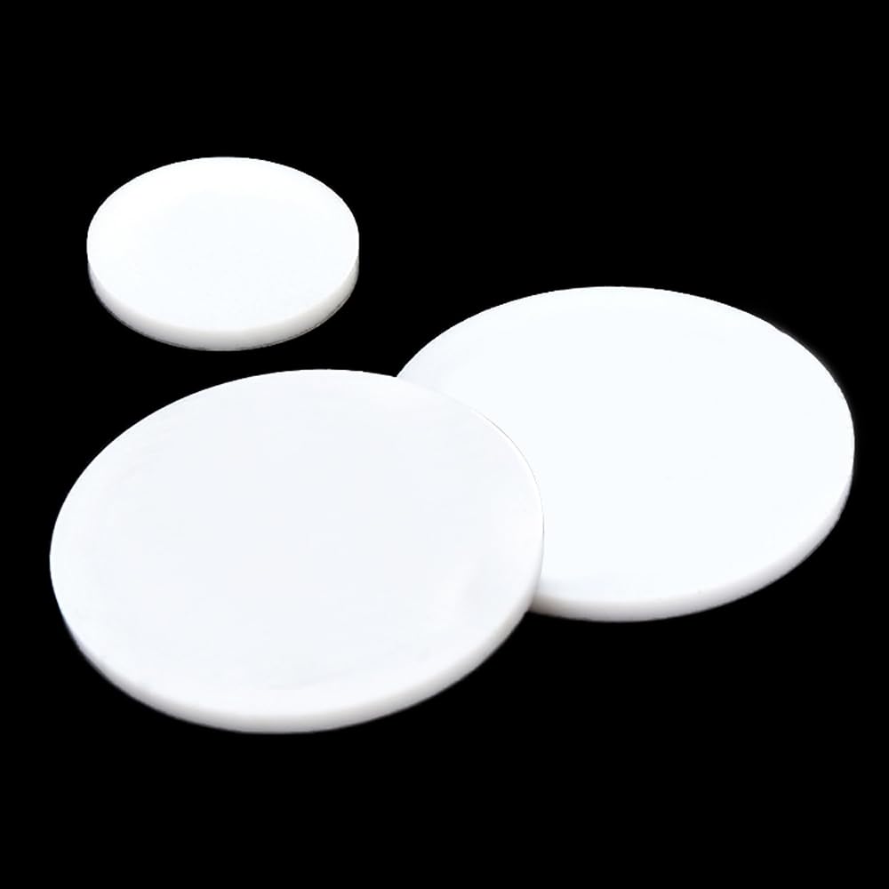 10pcs Solid PTFE Sheets - High Temperature Gasket Pads, Round PTFE Discs, 10-100mm Diameter,(10mmx1.5mm)