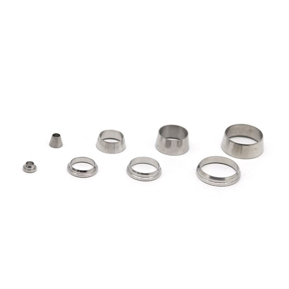Yoebor Stainless Steel 304 Compression Ferrule 1/2" OD Sleeve Ring 10 Pairs