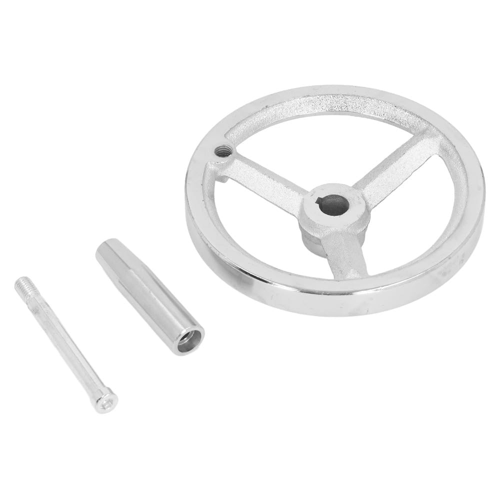 Anu Limen 16x160mm Lathe Handwheel, Cast Iron Chrome Plated Handwheel with Removable Handle for Milling Machine, Silver