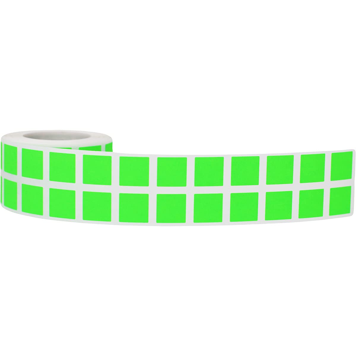 Fluorescent Green 1/2" Inch Square Adhesive Labels 1,000 Color Coding Dot Stickers for Efficient Inventory