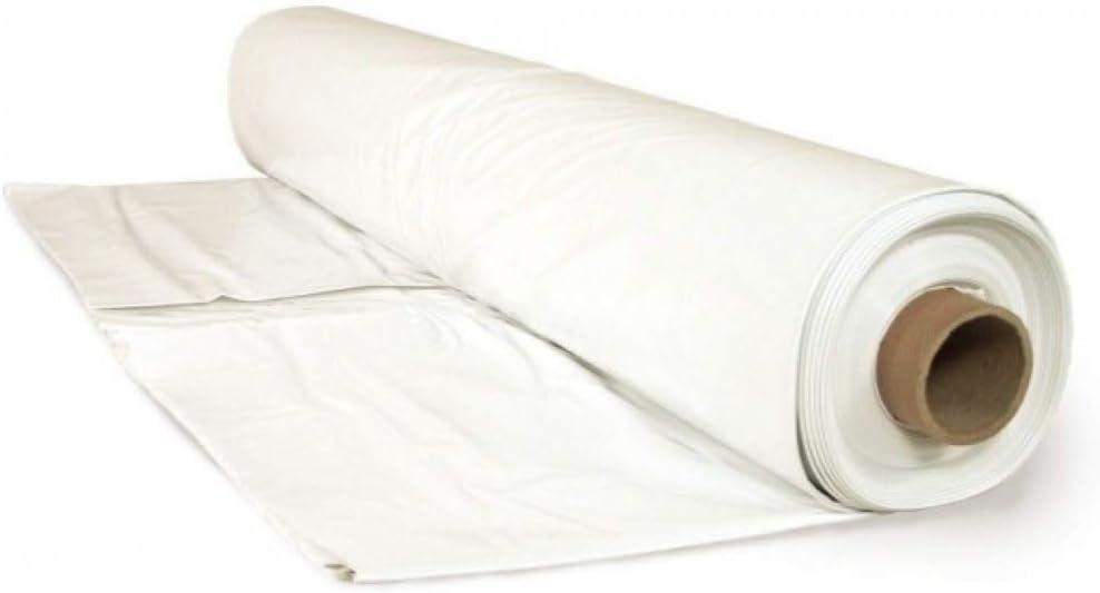 6 mil White Construction Plastic Sheeting - Thick Plastic Sheeting, White Tarp, Dust Containment, Drop Cloth Vapor