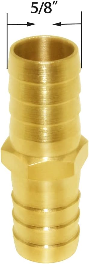 Joywayus 3PCS Brass Hose Barb 5/8" Hex Union Brass Hose Fitting