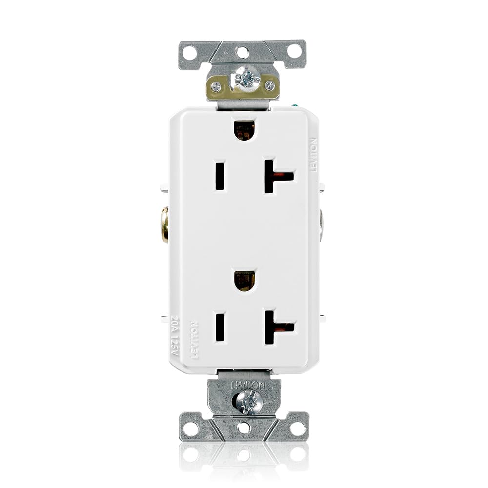 Leviton 16352-W Electrical Outlet, Decora Plus Duplex Receptacle 20A, Commercial Grade - White