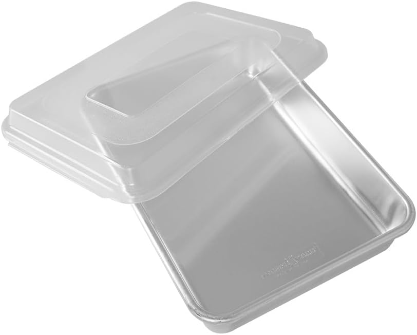 Natural Aluminum Commercial Cake Pan with Lid, Rectangle Pan with Lid Silver, 9 x 13