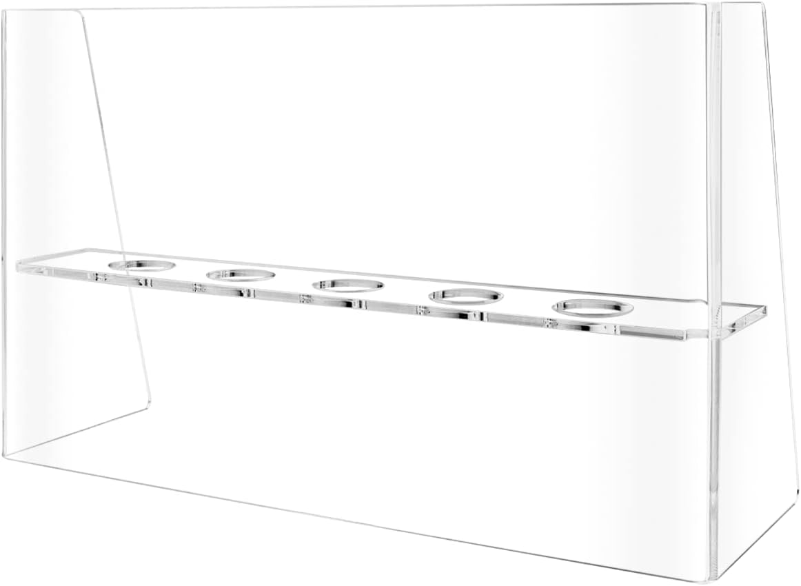 Ice Cream Cone Holder 5 Slot Clear Acrylic Countertop Dessert Display with Sneeze Guard for Restaurants Catered