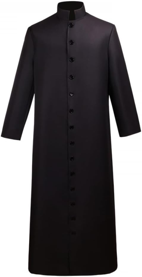 Men's Clergy Cassock Church Minister robe vestment for Pastor Halloween Costume Outfit