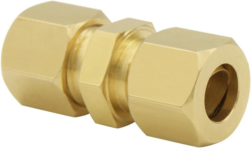 Hooshing 3PCS Brass Compression Tube Fitting 3/8" OD x 3/8" OD Connector