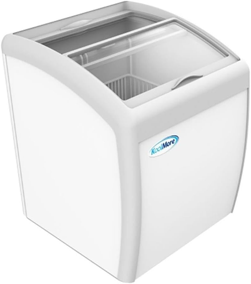 Metal Ice Cream Freezer Display Case with 2 Storage Baskets - White