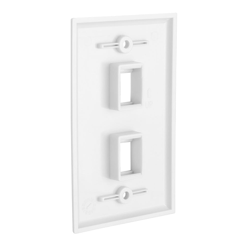 DIYTECH 2 Port Keystone Wall Plate, 10 Pack with Mounting Brackets - White