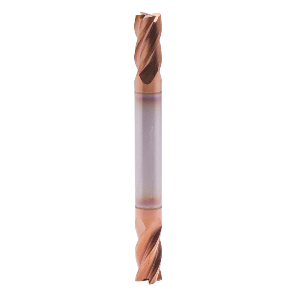 1/4" 4 Flute Solid Carbide Square End Mill, Double End, TiSiN Coated