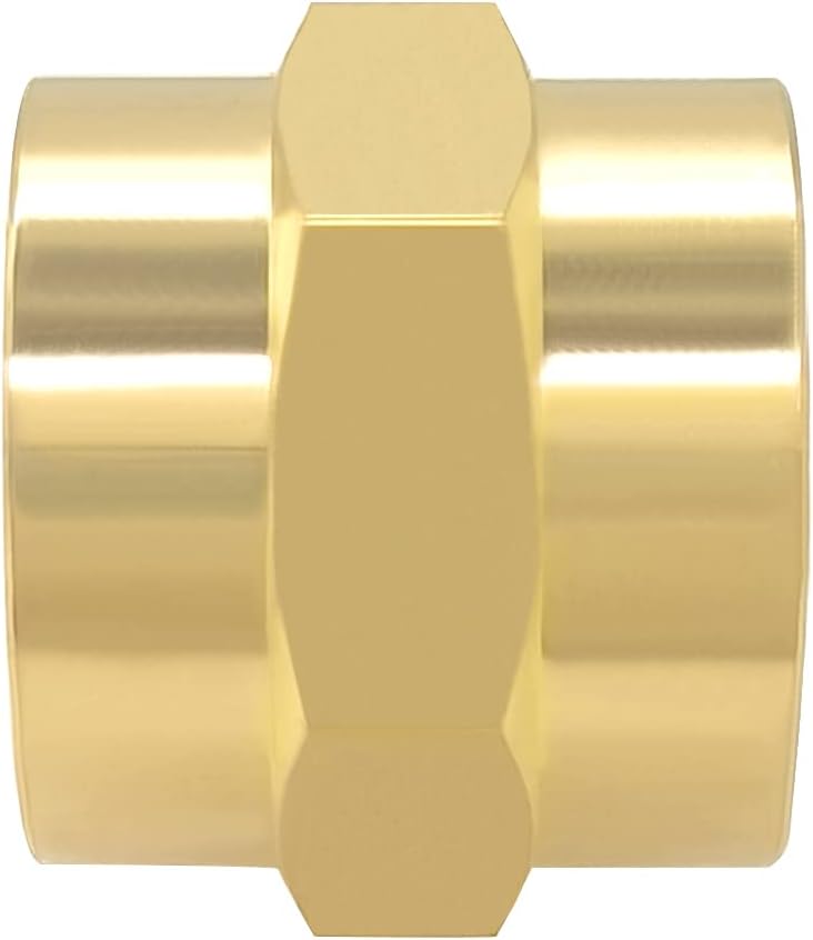 Hooshing 2PCS Brass Coupling Pipe Fitting, 3/4" x 3/4" NPT Female Coupler