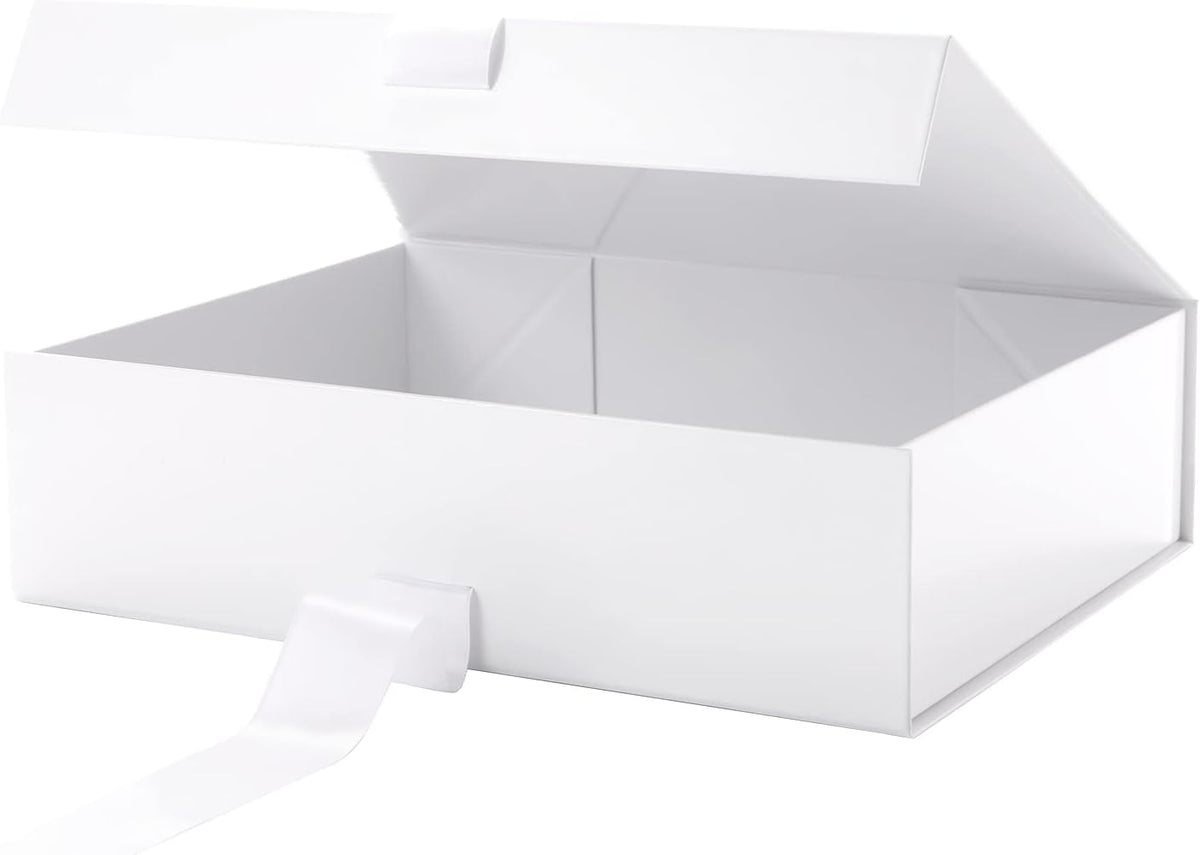 Large White Gift Box with Lid for Presents 13x9.7x3.4 Inches